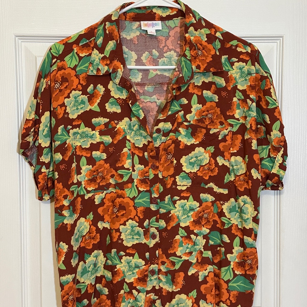 LuLaRoe Vibrant Floral Button-Down Shirt